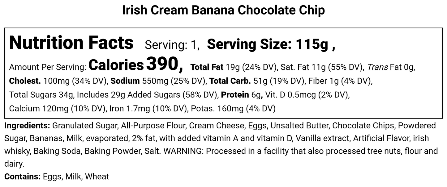 Irish Cream Banana Chocolate Chip