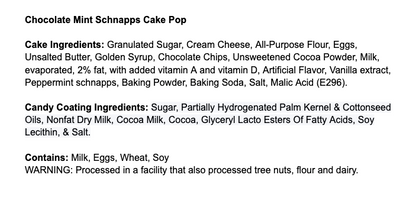 Chocolate Mint Schnapps Cake Pop